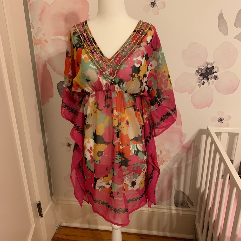 Bedazzled Top, Flowy arms. Dress or SS coverup